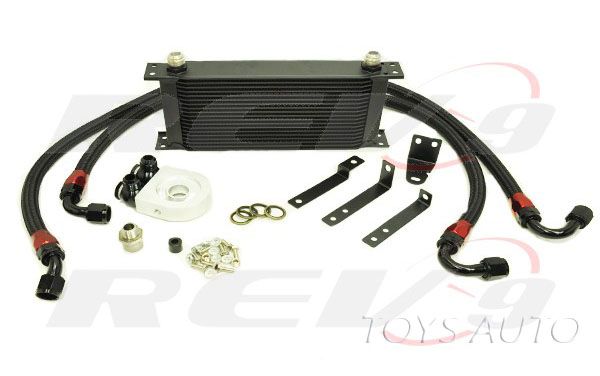 Rev9 Black Aluminum 19 Row Engine Oil Cooler w/ Filter Adapter Kit S2000 F20 F22