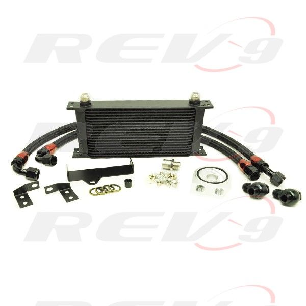 Rev9 Black 19 Row Engine Oil Cooler Kit w/ Filter Adapter for WRX STi 06-07