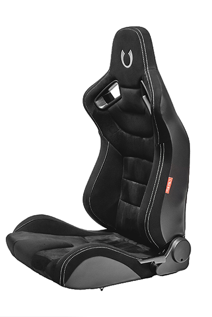 Cipher Auto AR-9 Revo Racing Seats Black Suede and Fabric w/ Carbon Fiber Polyurethane Backing - Pair