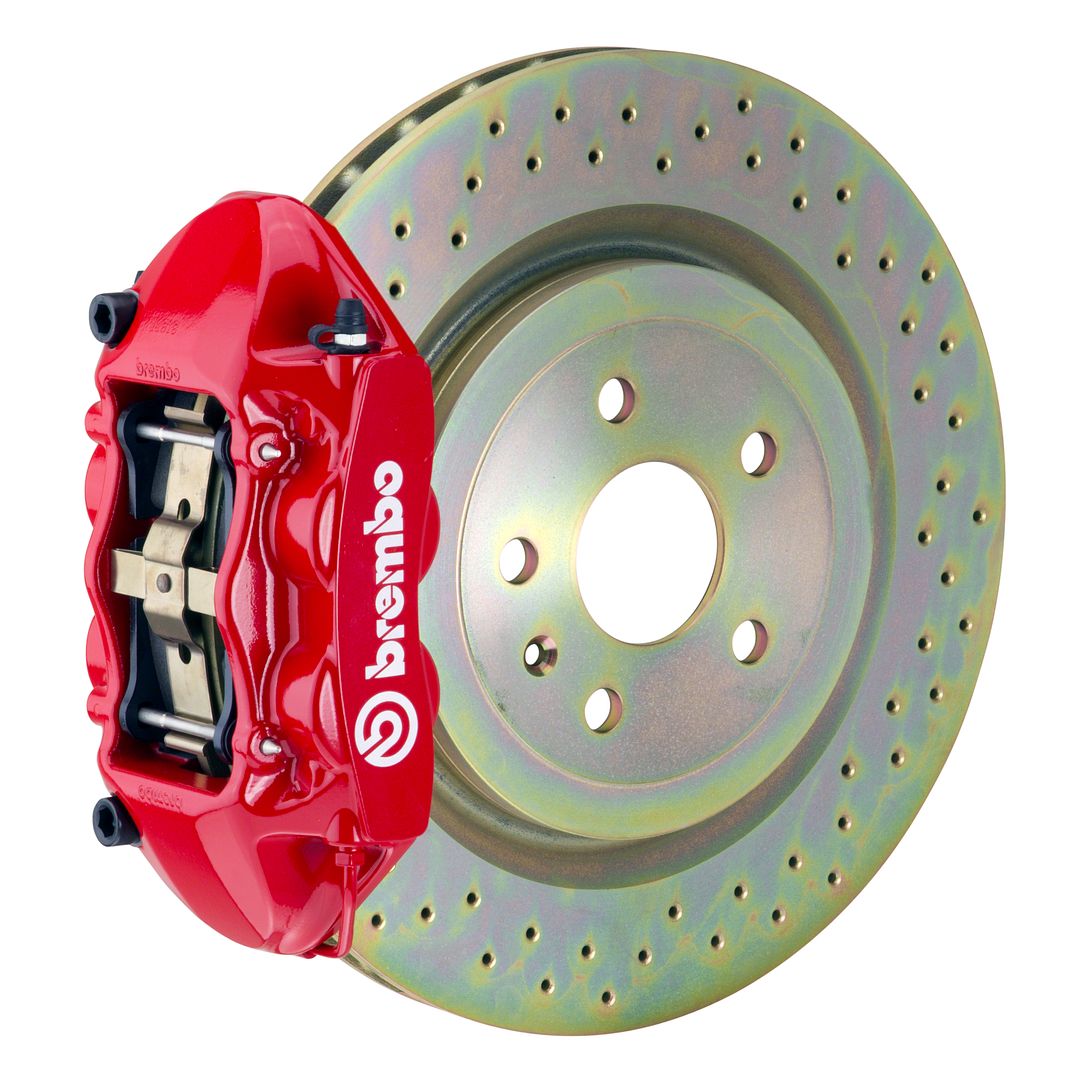 Brembo Front GT Brake BBK 4pot M Caliper Red 355x32 Drill Disc Mustang 05-13