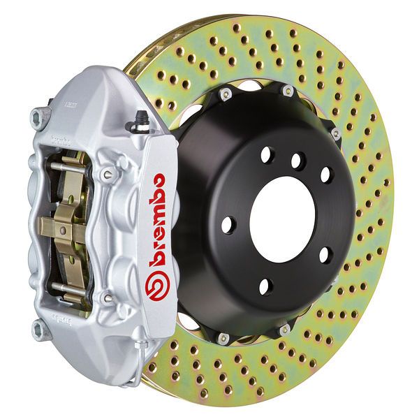 Brembo Front GT Brake 4pot Yellow 345x28 Drill Disc Rotor Veloster Turbo 13-14