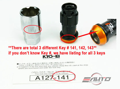 (#141 Key) Adapter Wheel Lock Lug Nut for Kics R40 iconix *Fit M14 only*