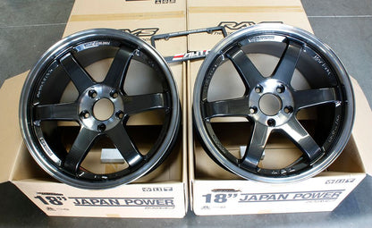 Rays Volk TE37SL Pressed Double Black Wheels 18x9.5 +38 5x120 Set of 4