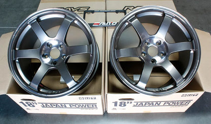 Rays TE37 Saga SL Pressed Graphite Wheels 18x9.5 +45 5x114 S2000 S2k AP1 AP2