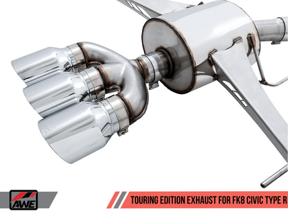 AWE Touring Edition Exhaust for FK8 Civic Type R (includes Front Pipe) - Chrome/ Black Tips