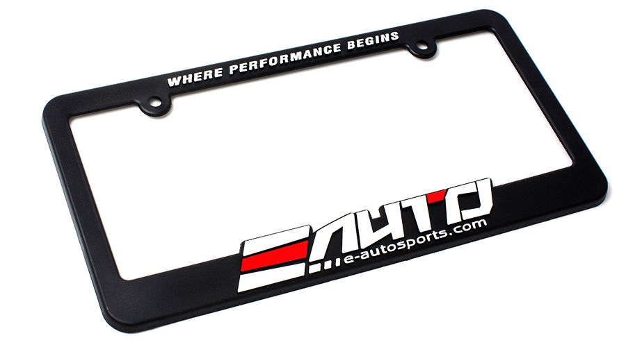 2 x E AUTO e-autosports license Plate Frame "Where Performance Begins"