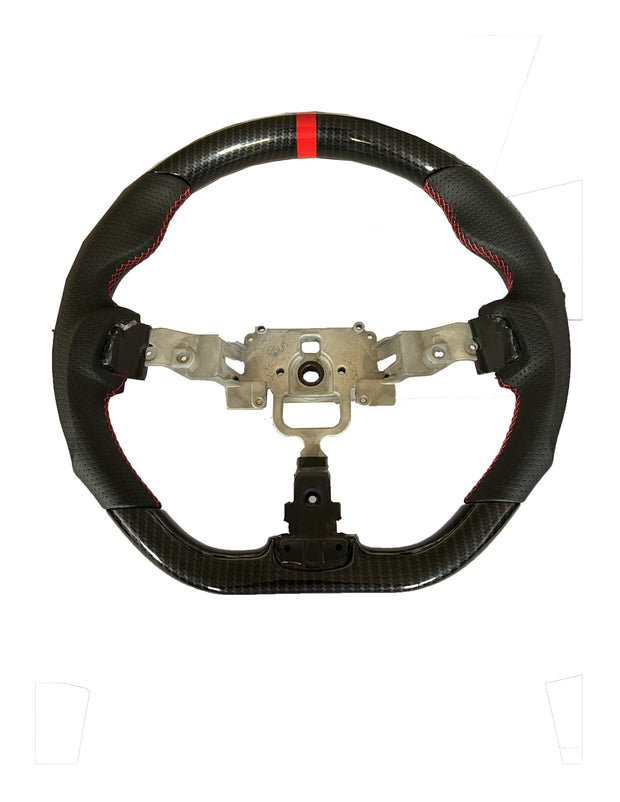 Cipher Auto Leather Steering Wheel Hydro Carbon+Red Stitching for 06-15 Mazda NC Miata MX-5