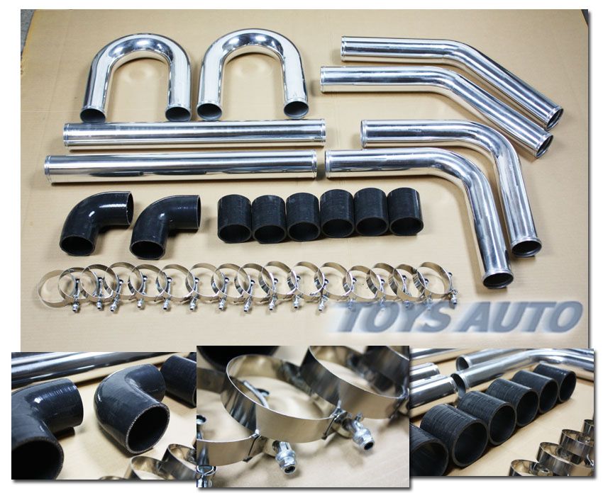 Rev9 Universal 32pc 2" 51mm Intercooler Pipe Piping Kit w/ Silicone Clamp Black