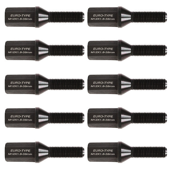 Godspeed Euro-Type Taper Cone Lug Bolts 12x1.5 35mm 10 Pcs