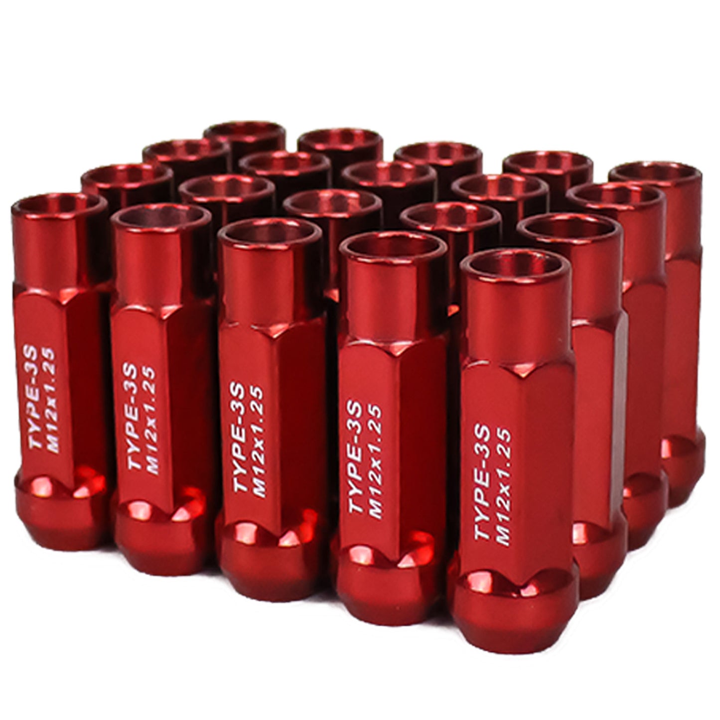 Godspeed 12x1.25 Red New Type 3-X Steel Open End Taper Wheel Lug Nuts
