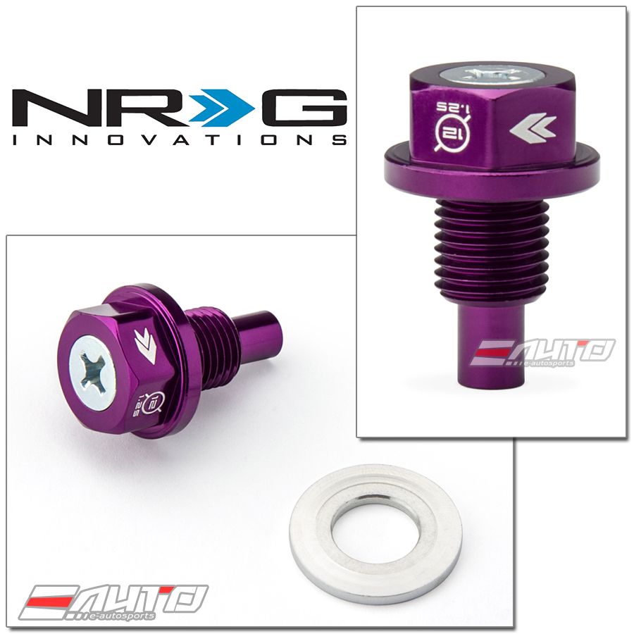 NRG Aluminum 5000 Gauss Magnetic Oil Drain Plug M12x1.25 M12 1.25 Purple 200PP d