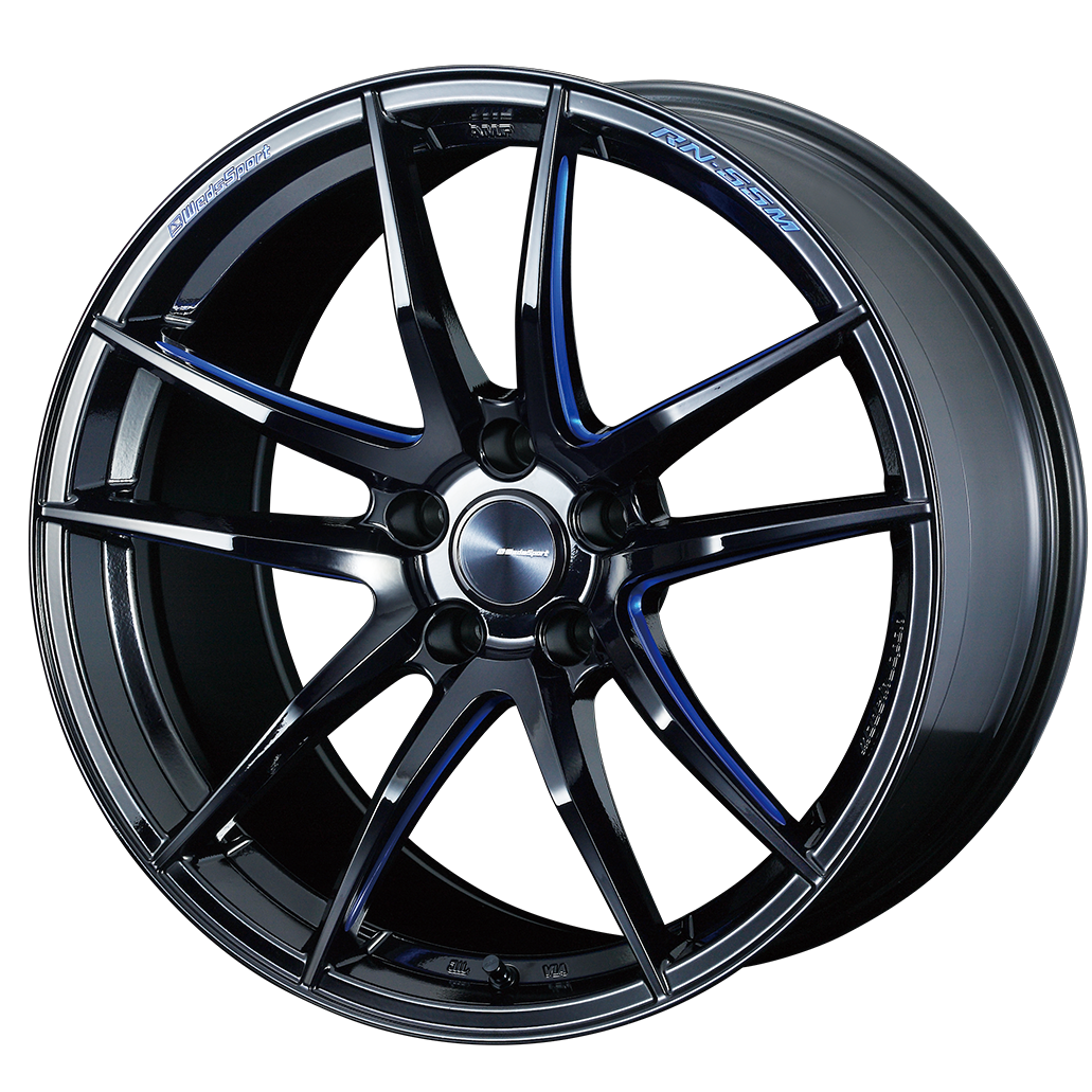 WedsSport RN-55M 19x10.0J +40 5x112 Blue Black Machine Wheel