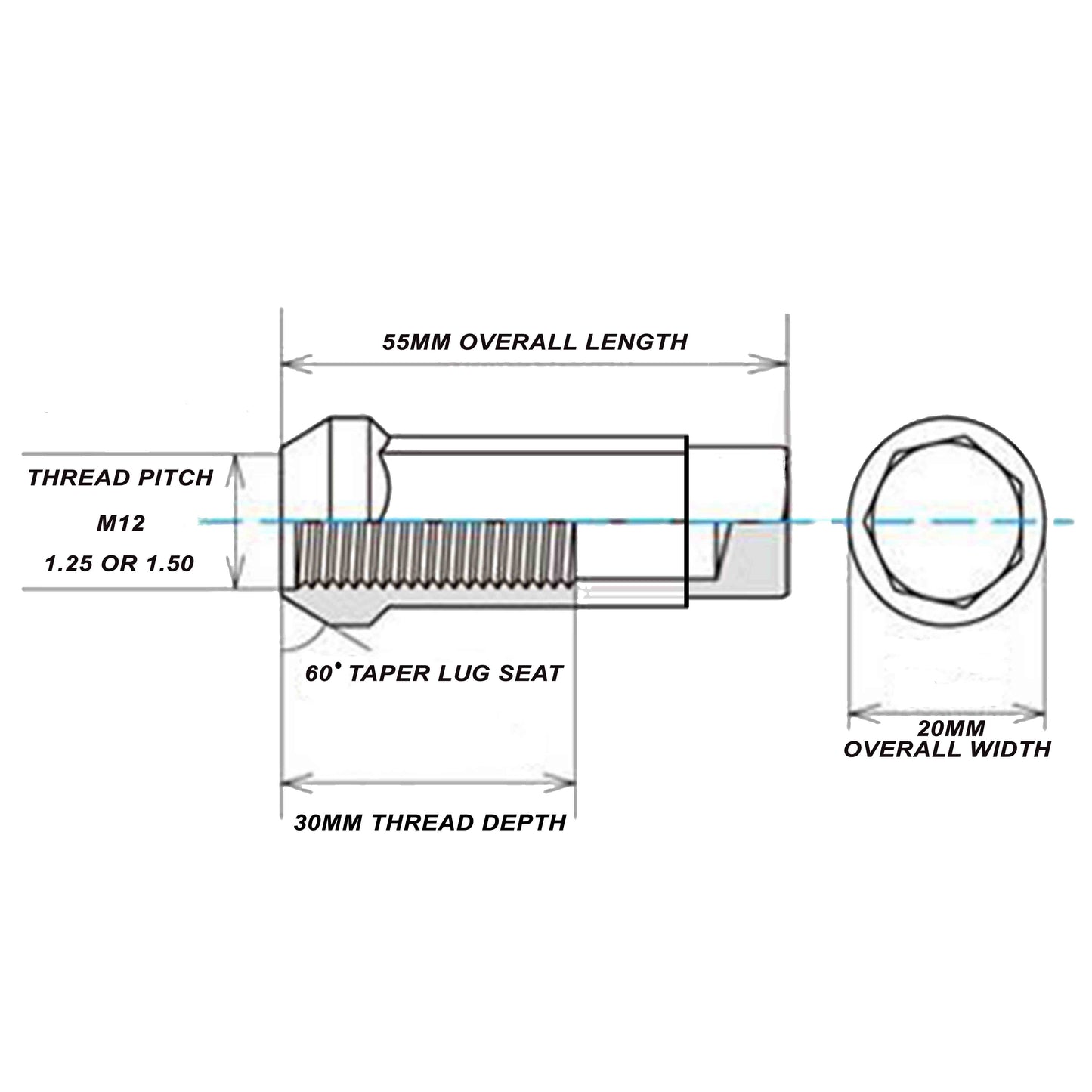 Godspeed 12x1.5 Neo Chrome New Type 3-X Steel Open End Taper Wheel Lug Nuts